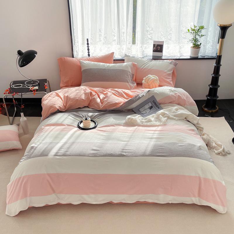 Серия AB Cotton: Комплект постельного белья из чистого хлопка для общежития - односпальный, из четырех частей с простынями