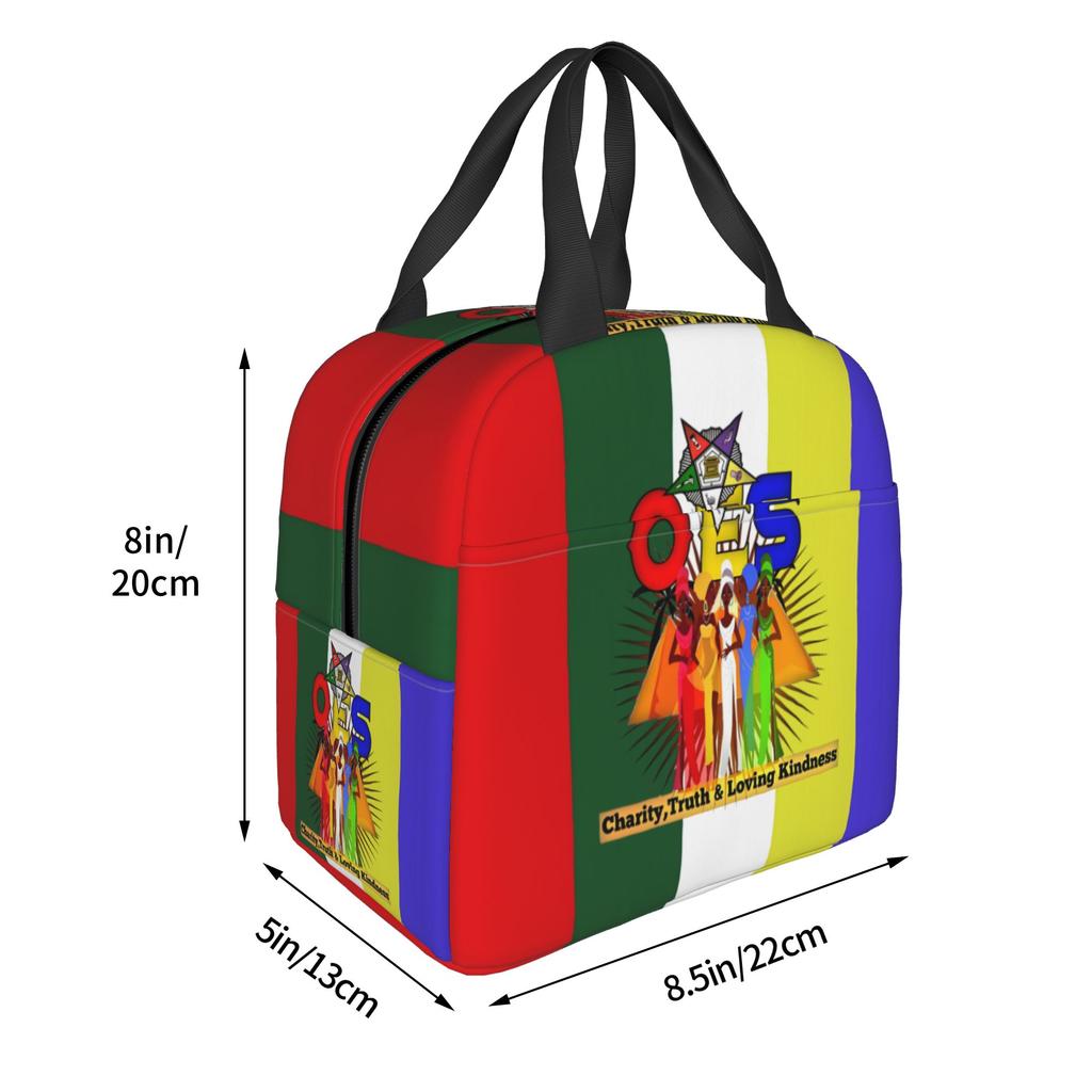 Order Of The Eastern Star Logo Thermal Insulated Lunch Bags Women Portable Lunch Container for School Multifunction Food Box