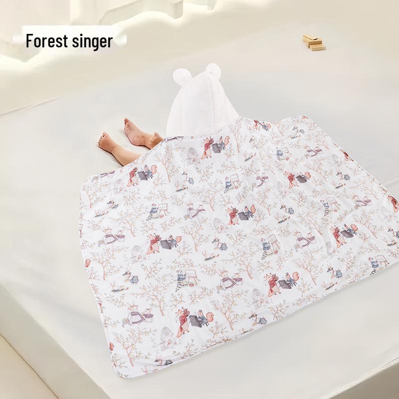 Hooded Coral Fleece Baby Bath Towel - Quick Dry, Water Absorbent, Swaddling Blanket for Newborns, Thickened for Autumn & Winter.