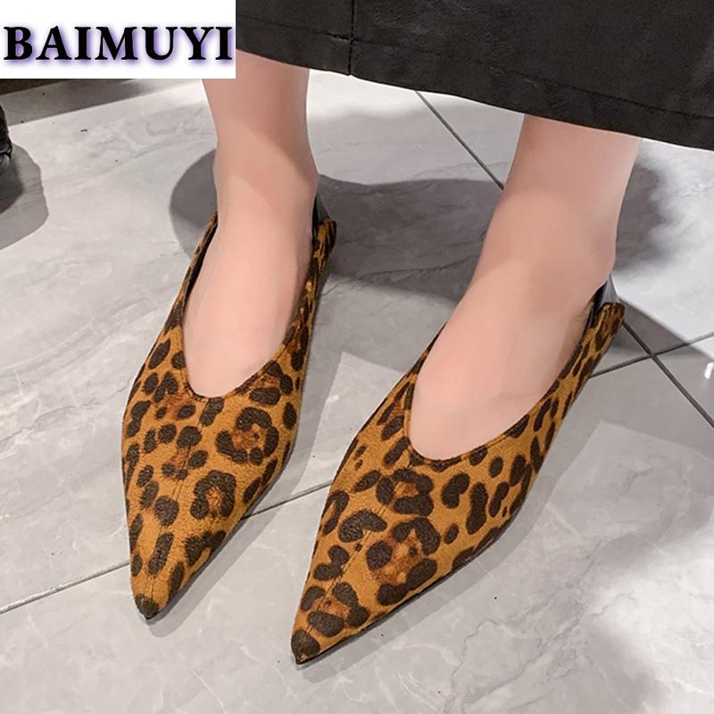 Остроносые женские туфли на плоской подошве с леопардовым принтом, модные туфли 2025 года, модные сексуальные тапочки из замши для вечеринок, женские туфли из замши