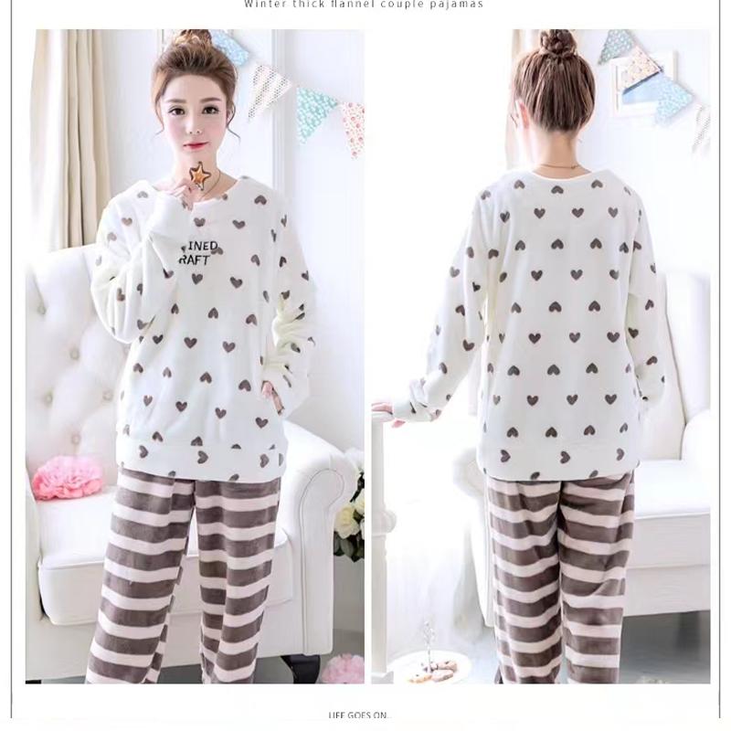 Осень и зима 2 комплекта утепленной фланелевой пижамы для женщин зимняя коралловая бархатная милая женская пижама с героями мультфильмов домашний костюм