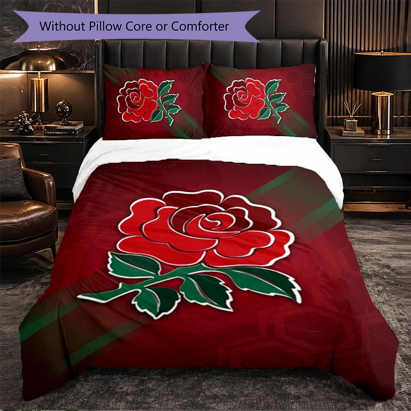England Rugby Pattern Microfiber 3Pcs Bedding Set Decor Duvet Cover Set For Bedroom Home Use