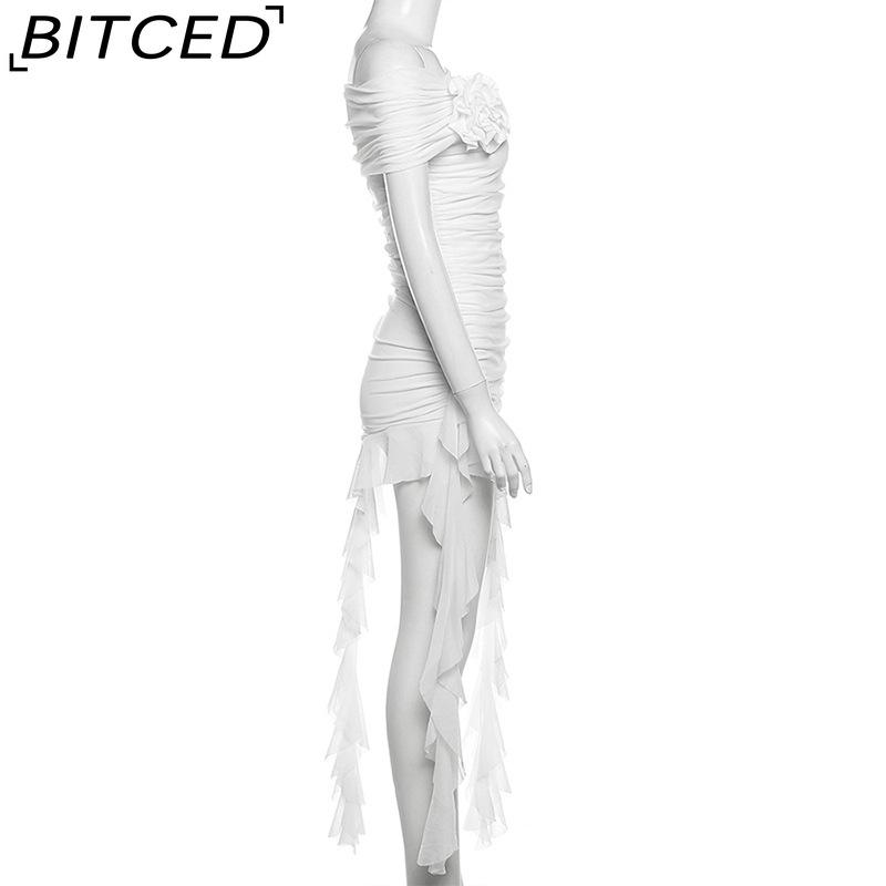 BITCED Весеннее женское однотонное облегающее платье-бюстье с высокой талией, модное, с открытыми плечами