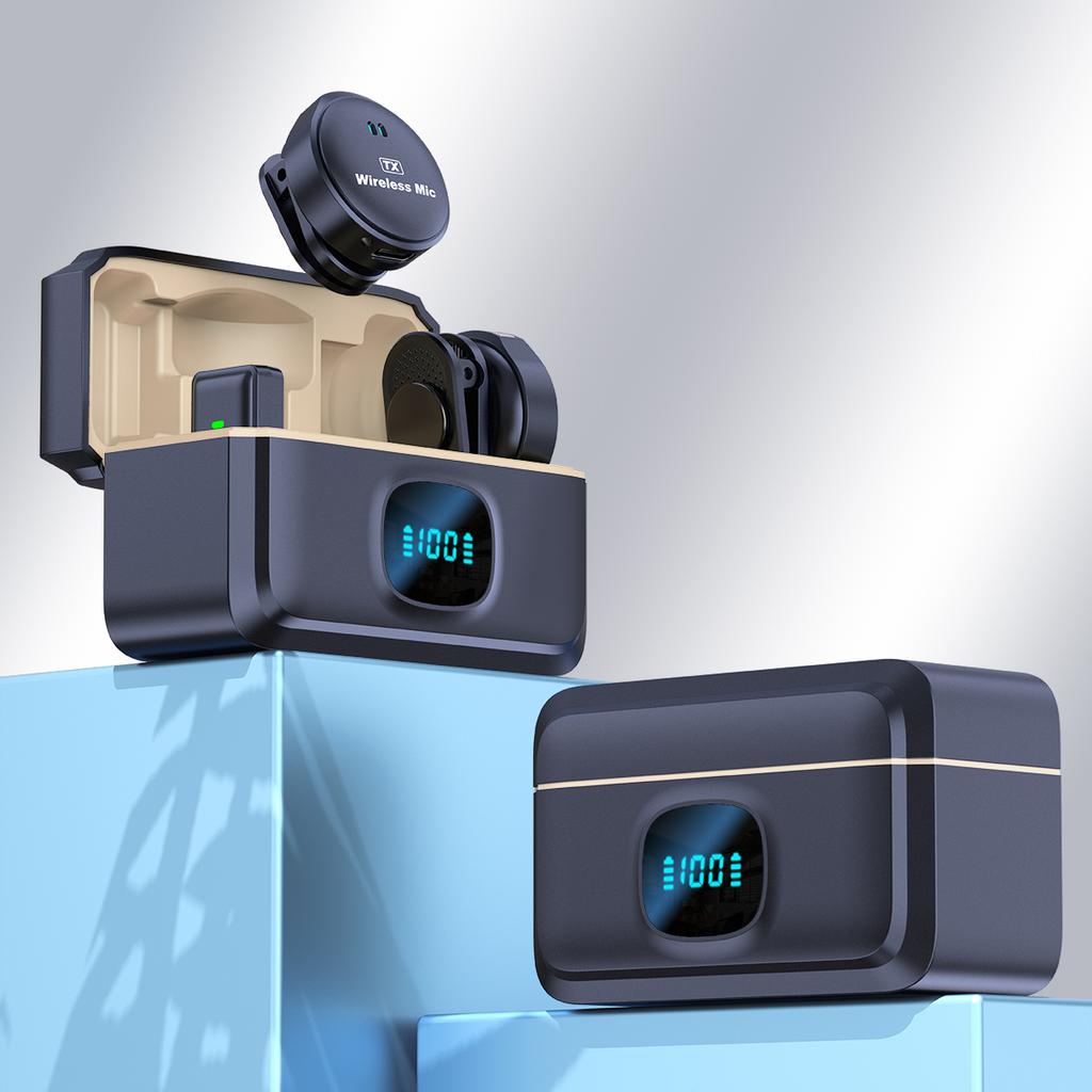 Q8 Mini Wireless Microphone with ENC Noise Reduction Digital Power Display for Vlog Live Streaming