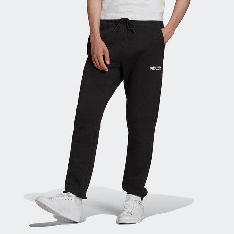 adidas Оригинальные зимние спортивные штаны Trefoil P с флисовой подкладкой, зауженные книзу, мужские, черные H09052