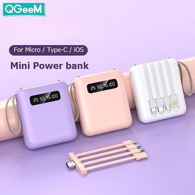 Портативный внешний аккумулятор емкостью 10000 мАч поставляется с 4-проводным светодиодным фонариком с цифровым дисплеем, мини-повербанком, светодиодным фонариком 2.1A, быстрой зарядкой