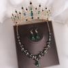 DIEZI Baroque Vintage Black Rhinsetone Crown For Women Wedding Dress Bridal Crystal Tiaras Necklace Earrings New Jewelry Sets