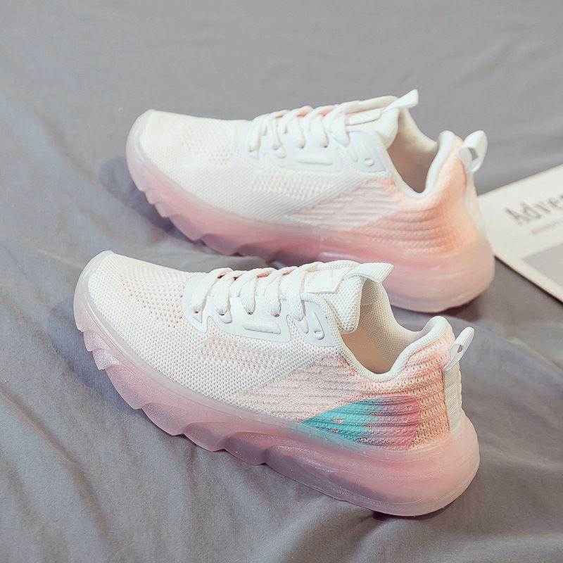 Flying woven shoes spring new jelly sole sneakers mesh breathable coconut shoes platform dad shoes