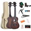 ADM Concert Ukulele Mahogany Beginner Ukulele Set Includes Gig Fingerboard and Storage Bag Kit, 23" - Bag, Tuner, Strap, Sticker, Pick, (Matte Brown)