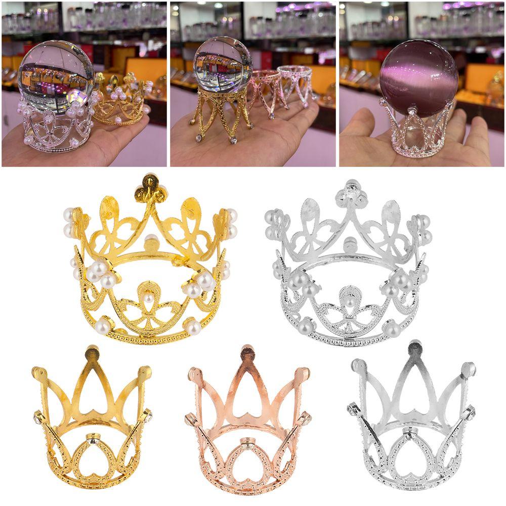 Ornaments Glass Sphere Base Rhinestone Support Metal Display Stand Crown Crystal Ball Holder