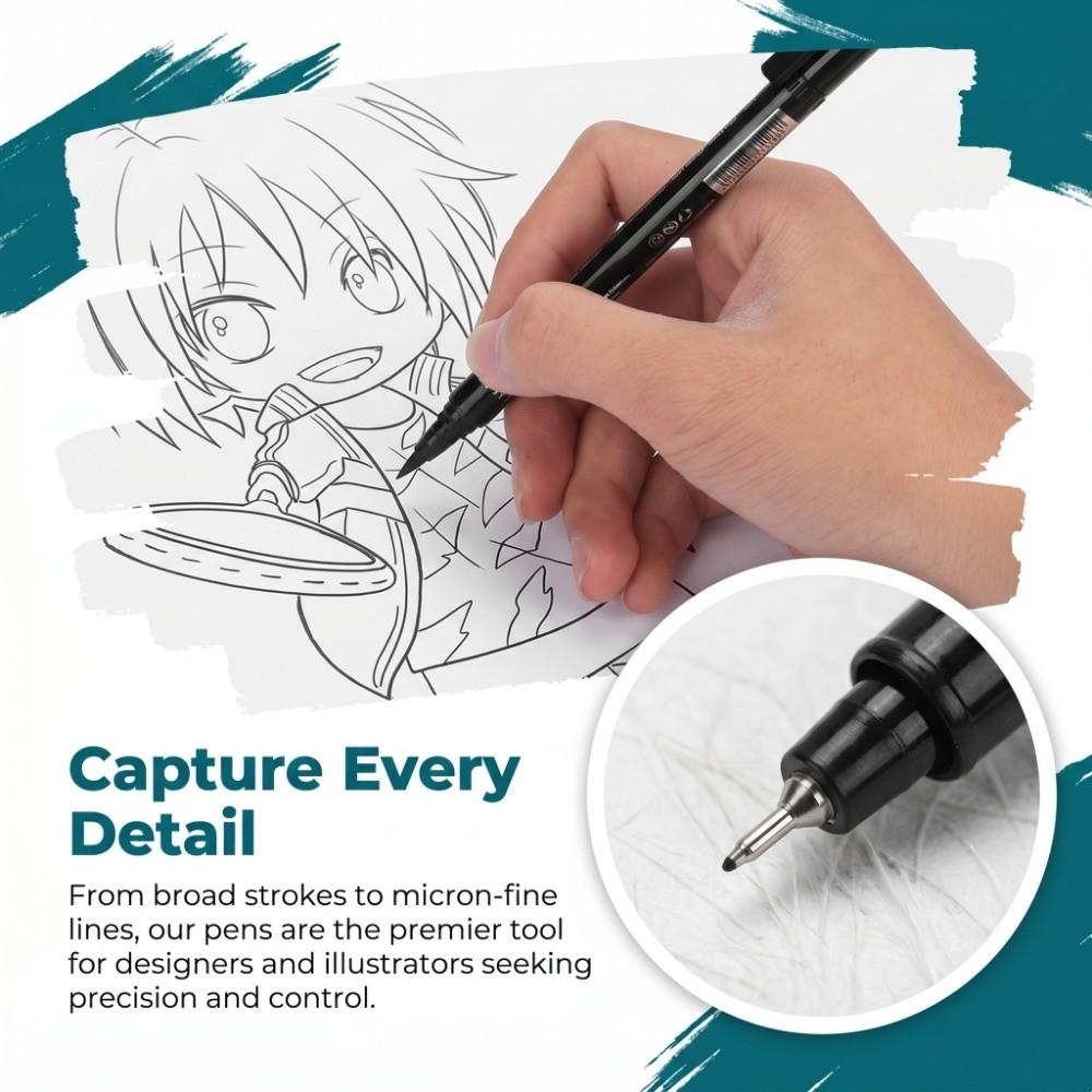 8PCS Smudge resistant performance Comic Inking Line Pens Comic and anime creation