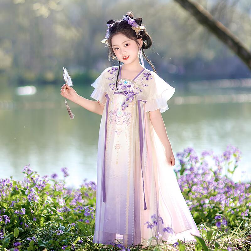 Летнее китайское платье-фея Hanfu для девочек Qibai