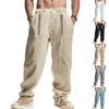 New Four Seasons Men's Trousers Linen Breathable Bohemian Style Patchwork Design Loose Wide Leg Casual Sports Trousers Men