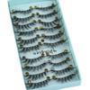 10 Pairs Handmade Fluffy Natural  Crisscross 3D Faux Mink Hair False Eyelashes Extension Tools