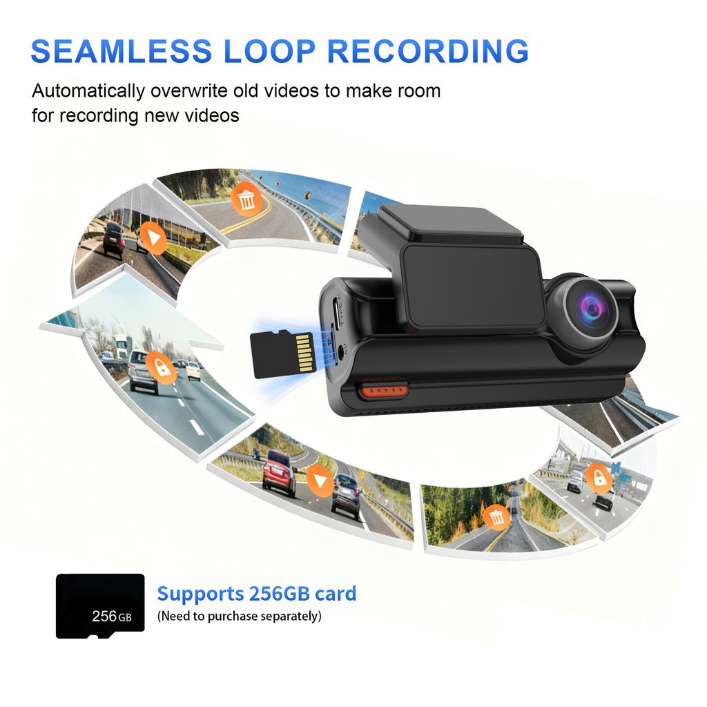 Новый 4K видеорегистратор, двойная камера, WiFi, Автомобильный DVR, Запись спереди и сзади, 4K+2.5K, Мониторинг парковки, G-сенсор, Циклическая запись