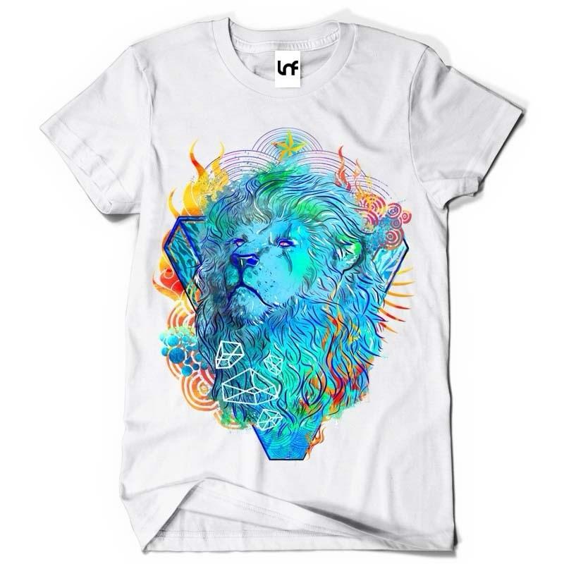 "Fire Lion” Graphic Tee Unisex White T-Shirt (SB049)