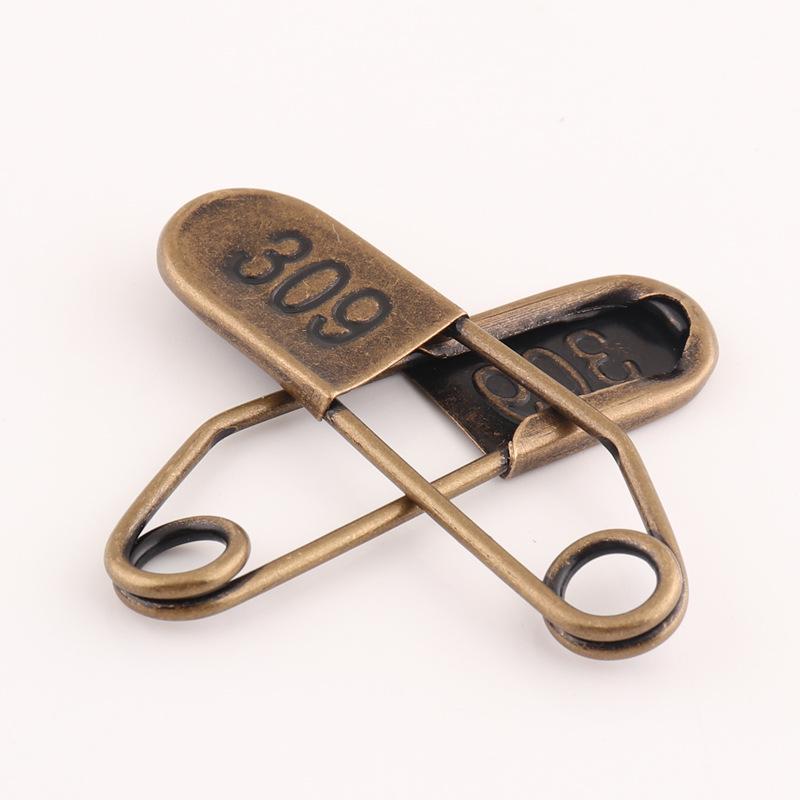 Antique Bronze Electroplated Safety Pin Brooch for Clothing, Bags, and Leather Goods