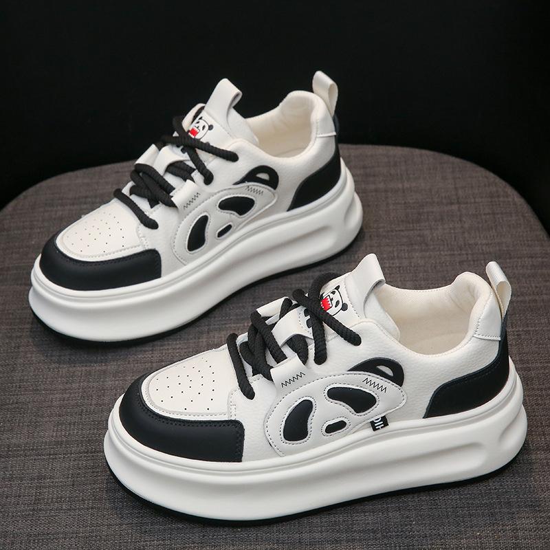 Platform White Shoes Bread New Spring and Autumn Versatile Niche Shoes Platform Leisure Black and White Board Shoes