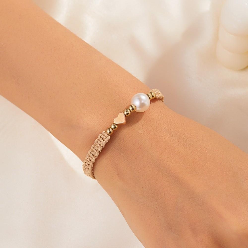 Hand Rope Star-Shaped Bracelet Pearl Bead Casual Bracelet Simple Woven Bracelet Gifts