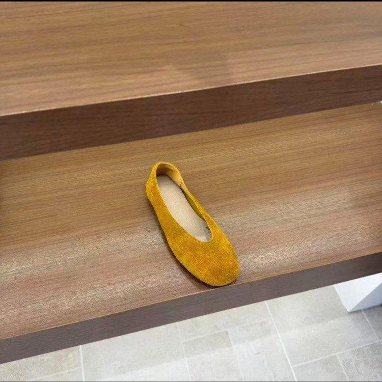 Retro suede Mary Jane shoes spring and autumn new flat-soled Doudou shoes one pedal shallow mouth round head ballet single