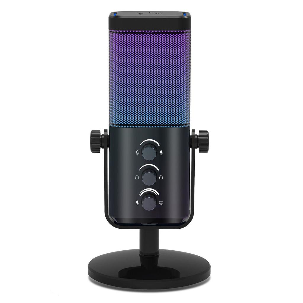 Игровой USB-микрофон с многоцветным градиентом: Конденсаторный микрофон с шумоподавлением для прямых трансляций