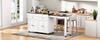 Kitchen Island on Wheels, Extendable Dining Area with Countertop and Drawers, Mobile Freestanding, Ideal for Kitchen and Dining Room (White+Walnut)