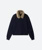 MOONSUN Unisex, Detachable Fur Collar Pk Shirt / Navy