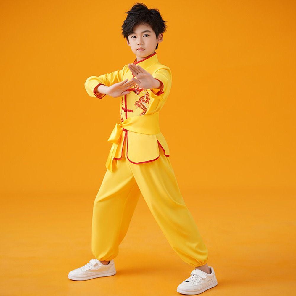 with Belt Wushu Costume Chinese Traditional Tai Chi Uniform Traditional Outfits Kids Boys Girls
