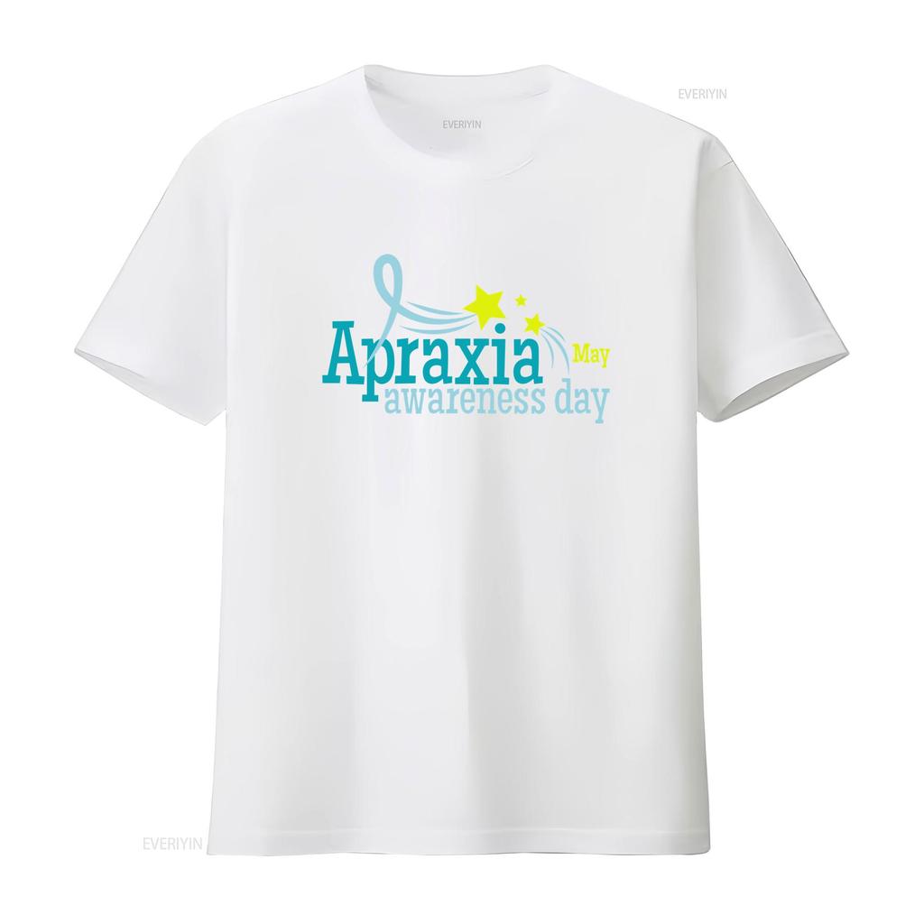 In May Apraxia Awareness Month T Shirt Baggy Boyfriend Baseball 3296 Vintage Homme Unisex Top For Everyday Wear