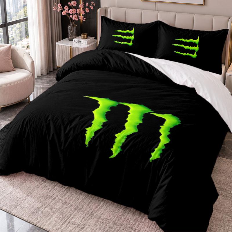 Monster Energy 3Pcs Bedding Set Duvet Cover With Two Pillowcases For Bedroom Home Decoration