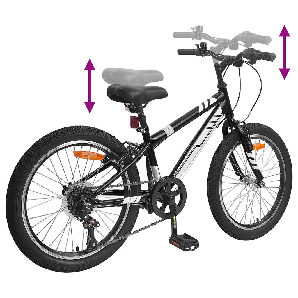 Mountain Bike 20 inch 6 Speed for Children Aged 5 8 Black