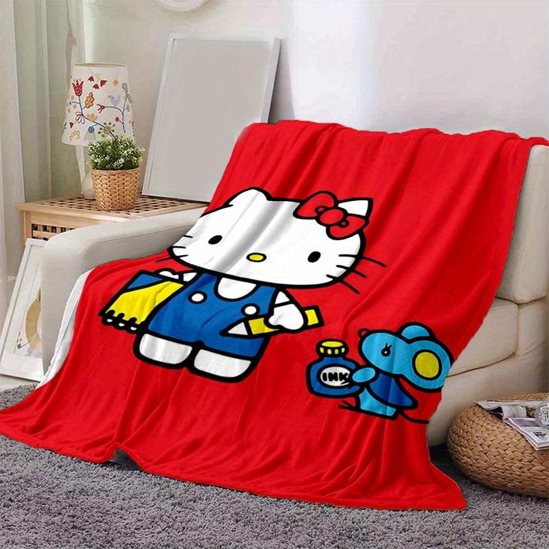 1шт. Плед с дизайном Hello Kitty и Синего Мышонка - Для дома, офиса, улицы, подарок, подходит для всех сезоновz041729