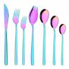 7pcs 18/10 Dinnerware Set Mirror Colorful Stainless Steel Tableware Set Knife Fork Dessert Spoon Flatware Food Safe Cutlery Set