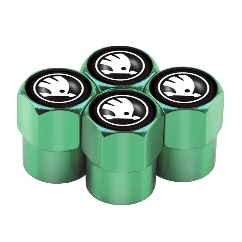 LKPP1 4PCS Car Styling Aluminum Emblem Wheel Tire Valve Stem Air Caps For Skoda S Octavia Fabia Rapid Yeti Superb Octavia A5 VRS VII