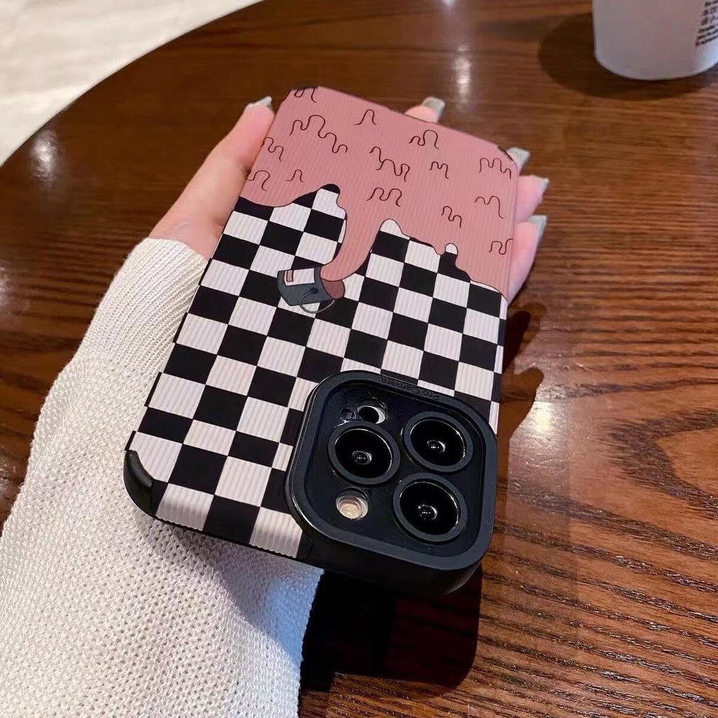 Симпатичный чехол для телефона в виде шахматной доски в виде мороженого для Iphone 11 14 Pro Max 13 12, силиконовый чехол для Iphone Xr Xs Max X 7 8 Plus 6s Se3