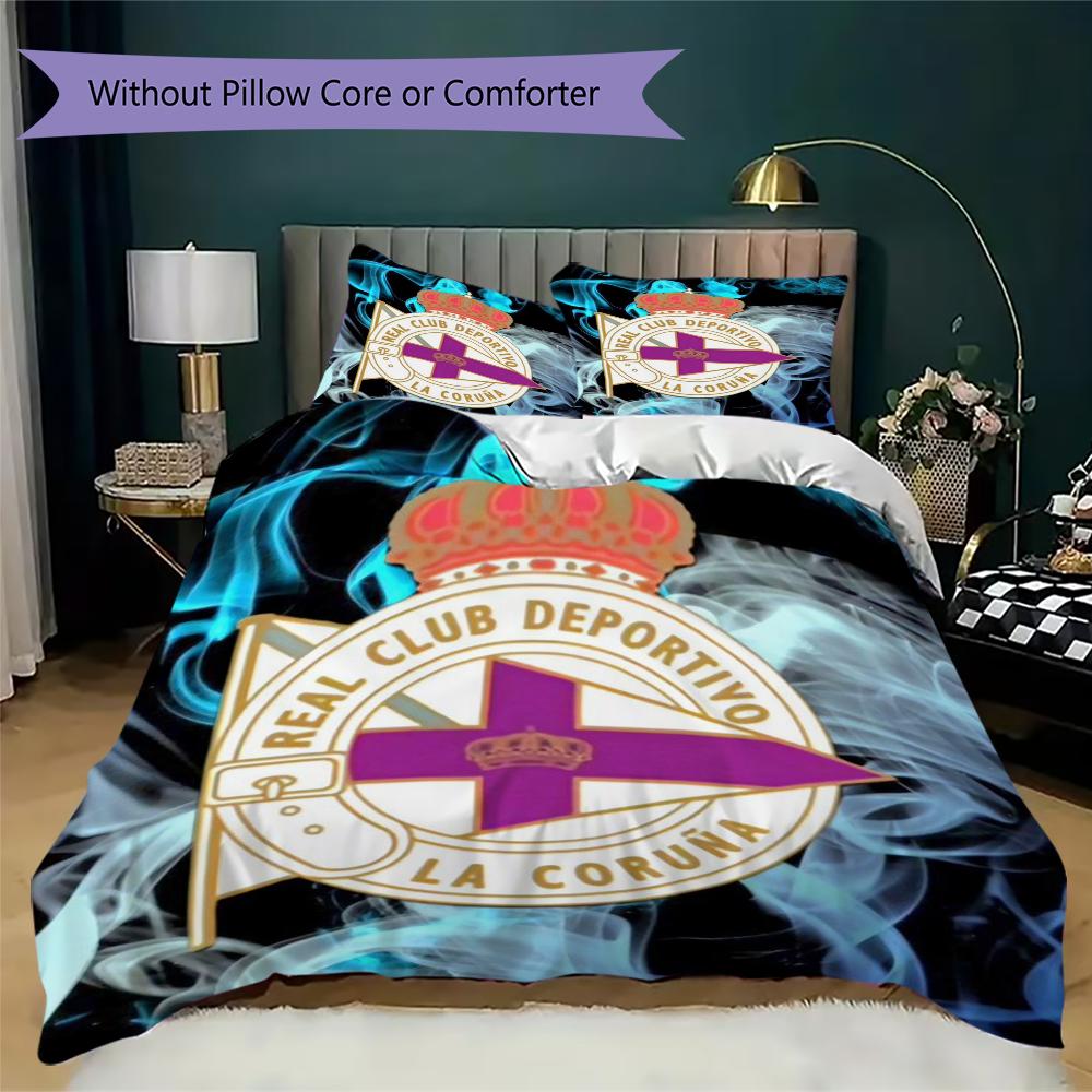 Deportivo de La Coruña Pattern Bedding uilt Set uilt Cover Pillowcase Home Decoration Birthday Gift (1 * duvet cover + 2 * pillowcase without core)