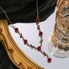 Luxurious Vintage Rose Flower Necklace Bracelet Earrings Set Elegant Women'S Party Jewelry Accessories Valentine'S Day Gift