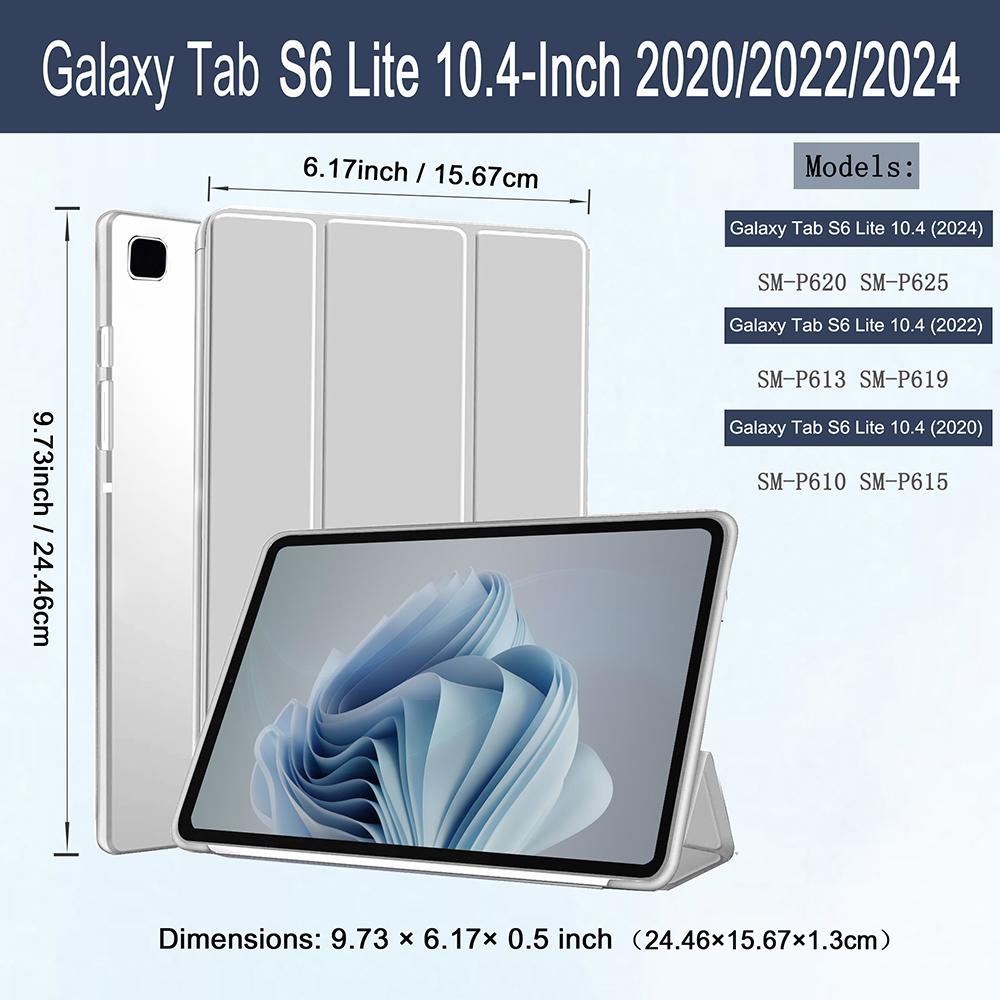 Case for Samsung Galaxy Tab S6 Lite 10.4'' // (SM-P620/P610/P613/P615), Magnetic Slim Trifold Stand Cover,Soft Back