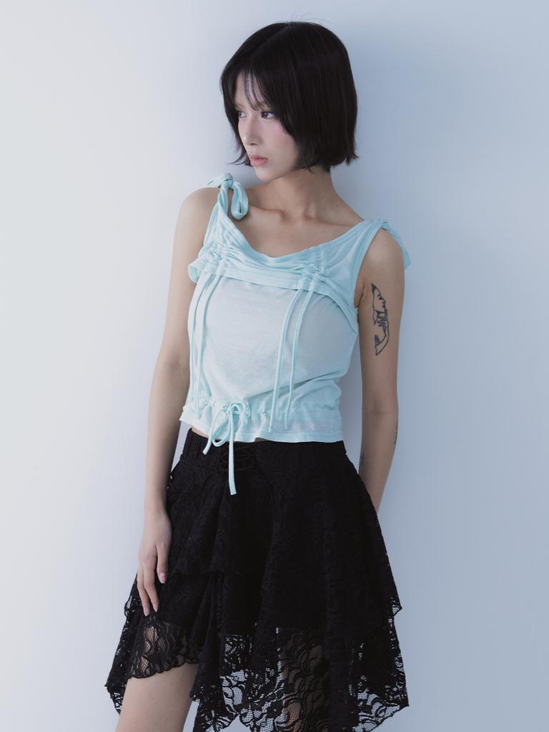 SETSETSET Rabbit Shirring T-Shirt Mint