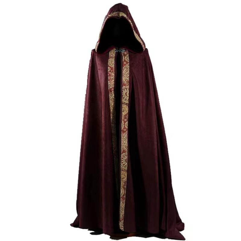 Men's 5-Color Long Cape Cloak Medieval Church Clergy Loose Vestment Robe Coat Gothic Drama Costume Halloween Party Cape
