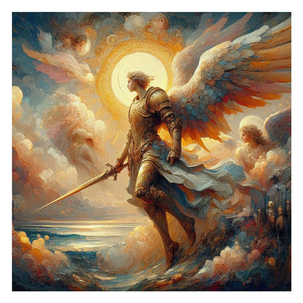 Diamond Diy Battle Art Painting Angel Diamond Mosaic Kit Round Rhinestone Cross Stitch Home Decoretion Wall Art