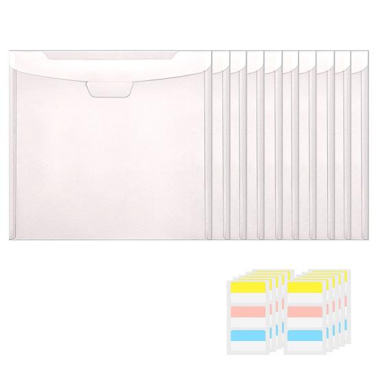 Органайзер для хранения бумаги для скрапбукинга, 10 шт., с 30 липкими индексными вкладками, прозрачная виниловая бумага, закрытая сумка для хранения фотографий, бумажный файл