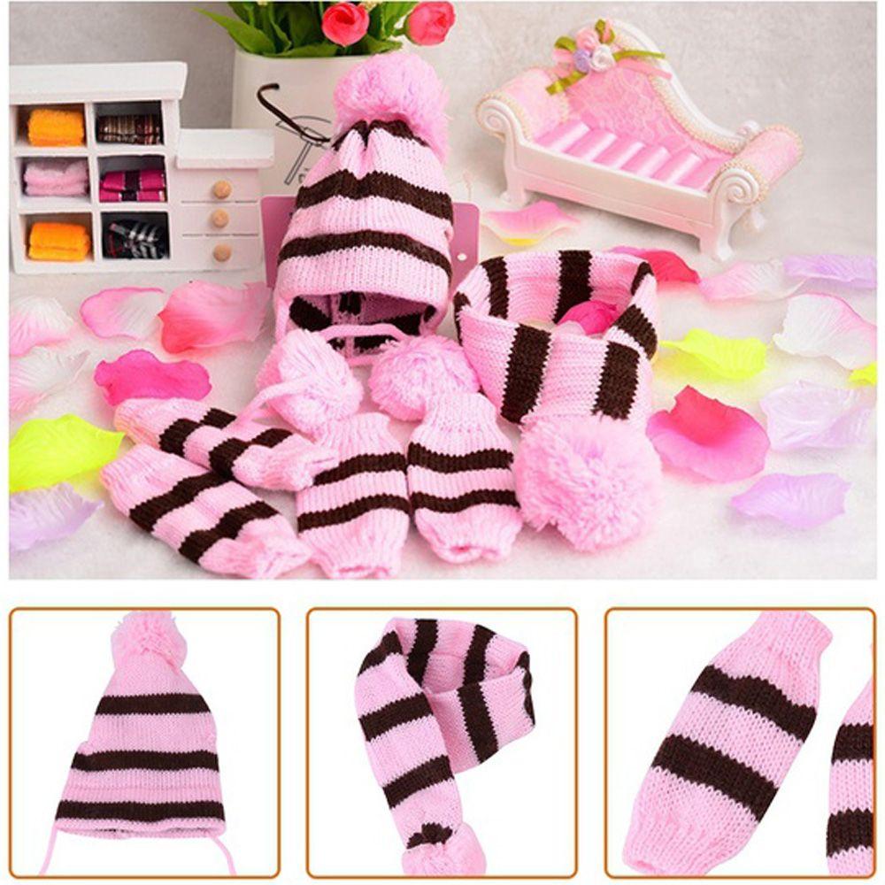 6Pcs/Set Fashion Dressing Up Stripe Knitted Puppy Costume Dog Socks Cat Clothes Pet Warm Hat Scarf