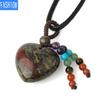 Natural Crystal Heart Pendant Necklace Short Tassel Seven Chakras Necklace Texture Jewelry