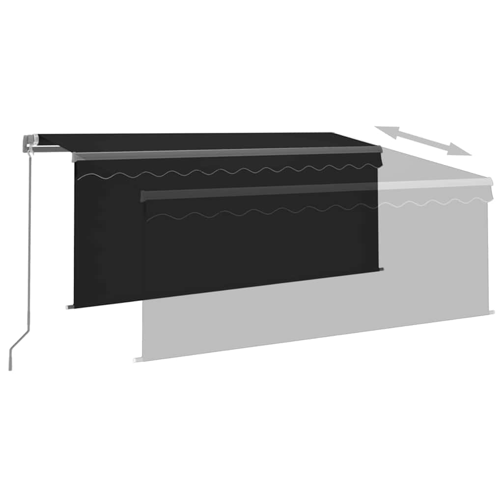 Retractable Manual Awning with Roller Blind & LED Lights 3x2.5 m Anthracite