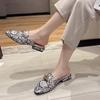 Fashion Women's Shoes 2024 Baotou Women's Slippers Fashion Metal Decoration Casual Slippers Women Hot Sale Color Matching Flat Slippers