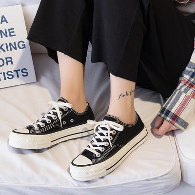 Обувь женская новая универсальная дышащая черная с круглым носком на плоской подошве парусиновая обувь студенческая легкая маленькая белая обувь женская