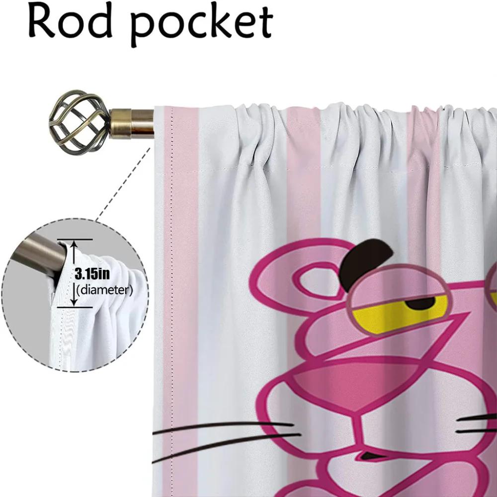 Элегантные шторы для комнаты, розовая пантера, затемняющие шторы, украшения на Хэллоуин, разделительные шторы, 2 шт., гостиная