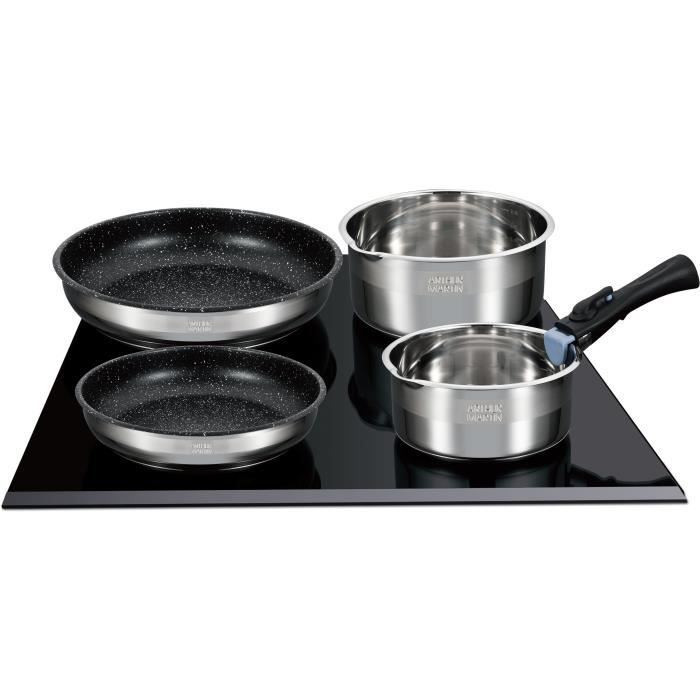 Arthur Martin AM2493 8-piece Cookware Set - Stainless Steel - Removable Handle - All Heat Sources Including Induction