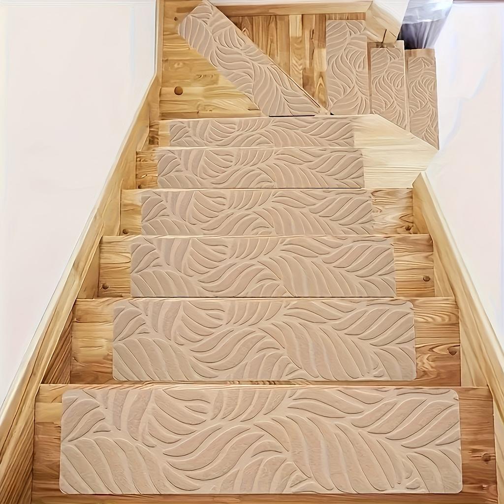 Anti-slip Silent Stair Mats for Indoor Wooden Steps Silent Mats with Self-adhesive Tape and Washable Carpet To Prevent Stair Covering Mats From Moving